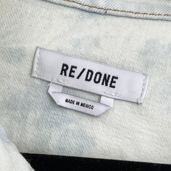 NEW! RE/DONE Size Large Cropped Denim Trucker Jacket Sunbleach $385 msrp I11-14 - Picture 4 of 10